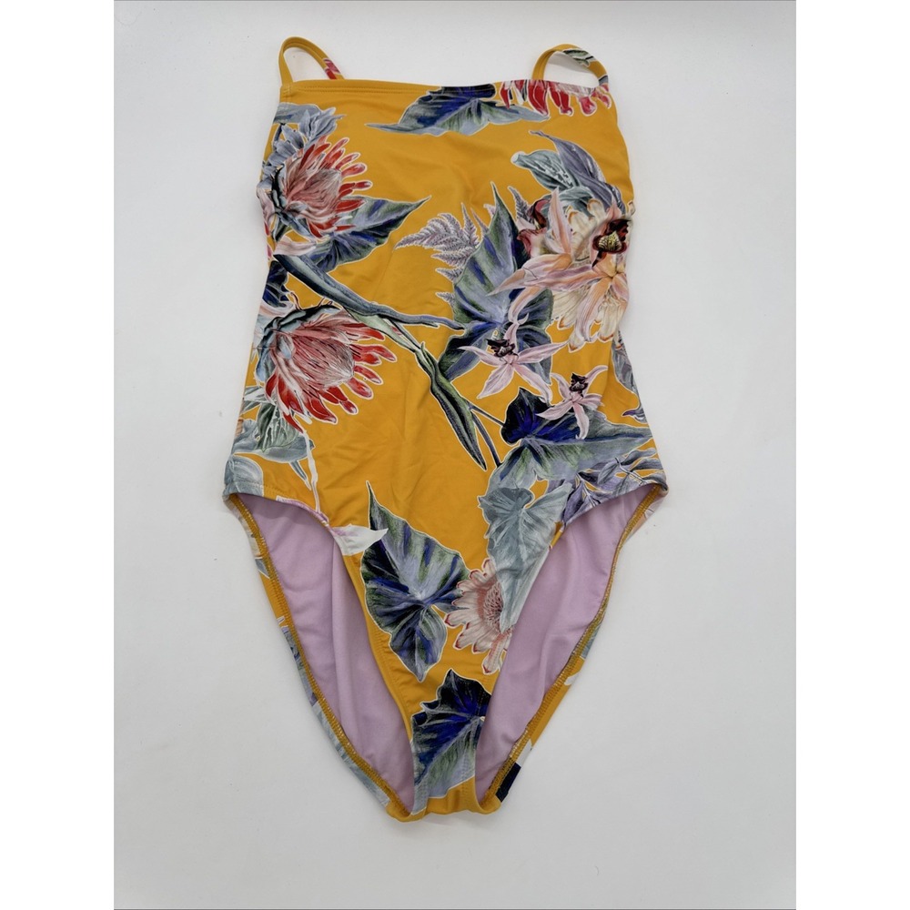 Woman's Gibson Latimer Floral One Piece Swimsuit Yellow Padded Medium